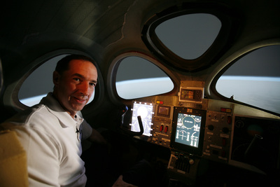 Brian Binnie inside SpaceShipTwo pilot Simulator